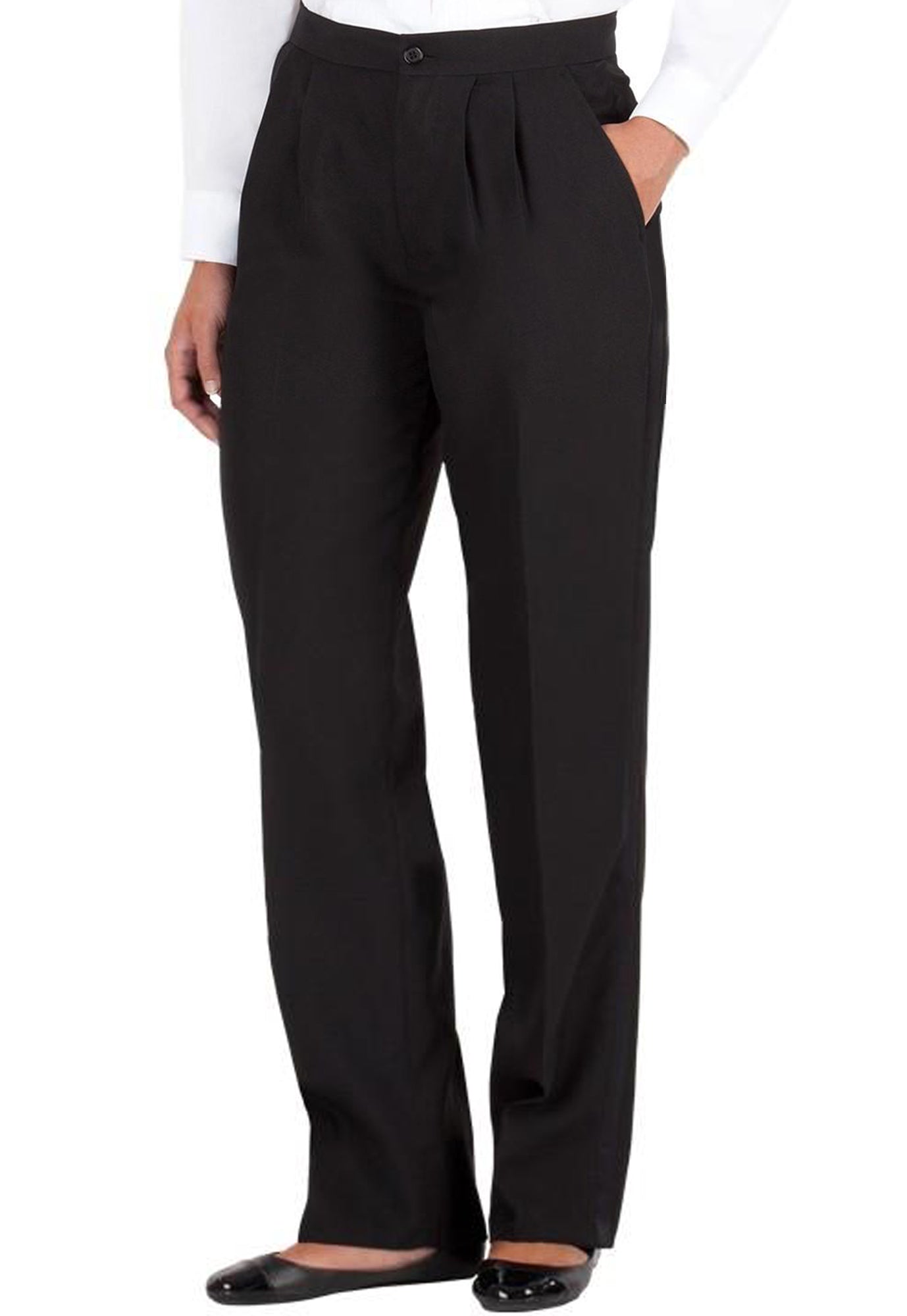 Women Black Straight Fit Pleated Formal Pants