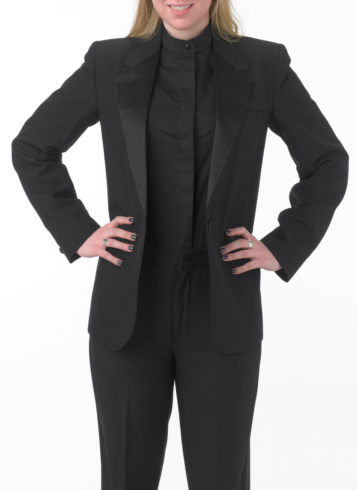 Women's Black Eton Jacket with Black Satin Shawl Lapel - 99tux