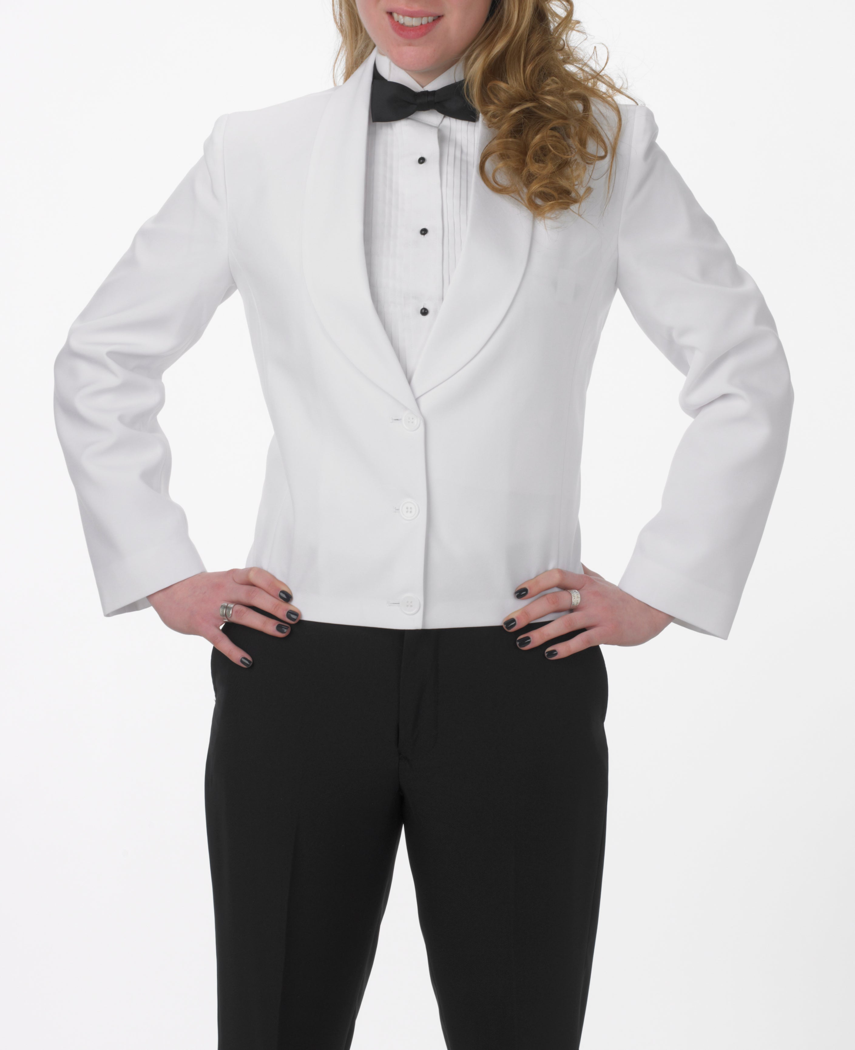 Womens white tuxedo deals jacket with black lapels