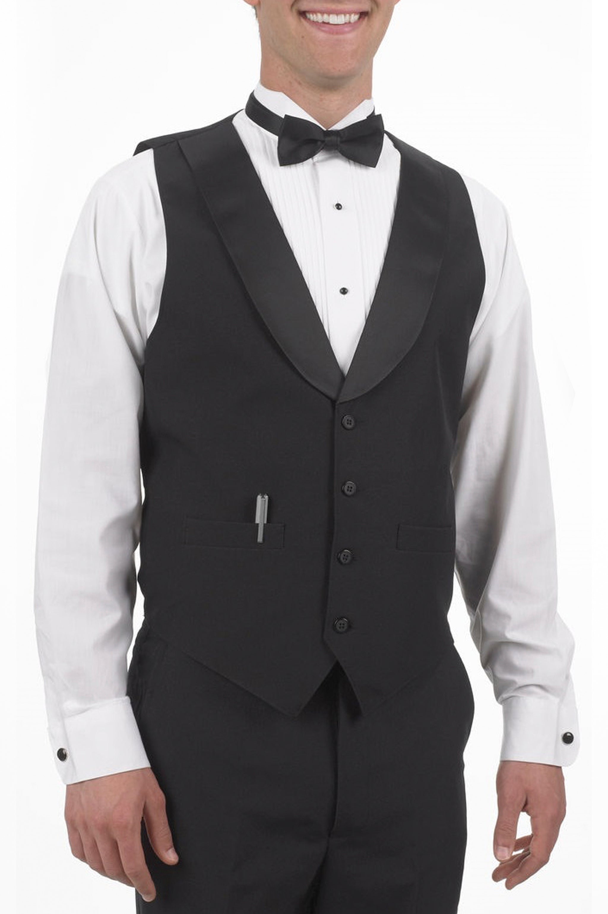 Black Satin Tuxedo Vest and Bow Tie (X-Small) at  Men's