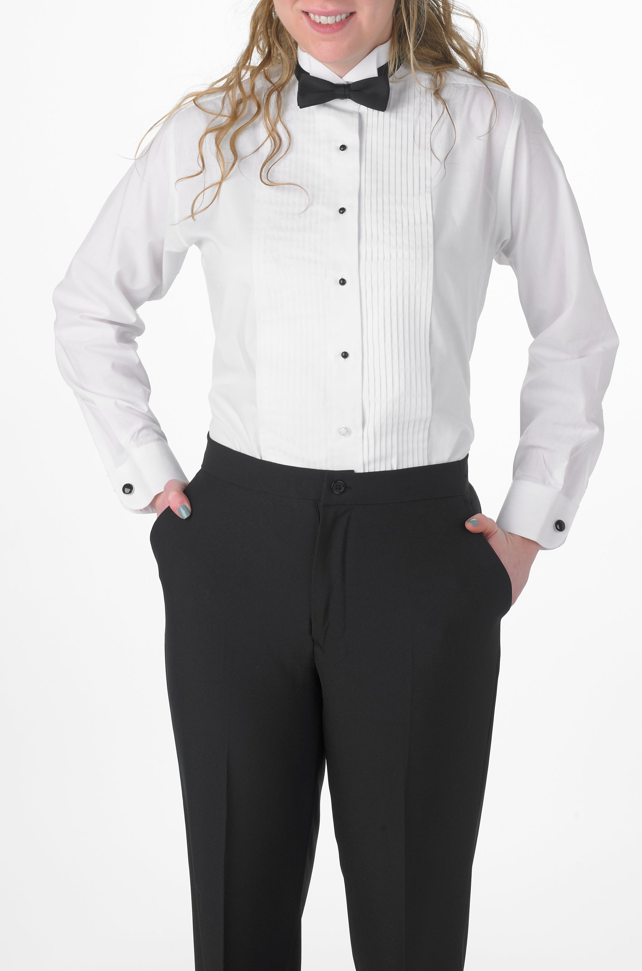Women's Pleated Wing Collar Tuxedo Shirt : : Clothing, Shoes &  Accessories